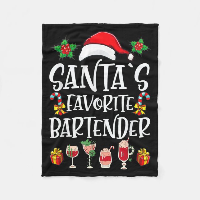 Bartender Xmas Gift Santa's Favorite Bartender Chr Fleecefilt (Framsidan)