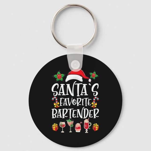 Bartender Xmas Gift Santa's Favorite Bartender Chr Nyckelring (Framsida)
