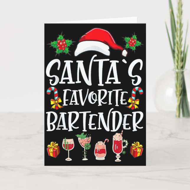 Bartender Xmas Present Santa's Favorit Bartender C Kort (Framsida)