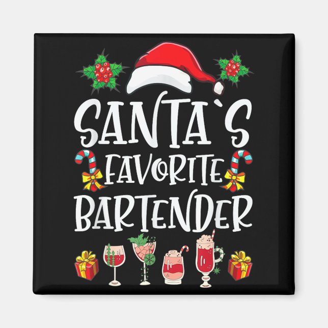 Bartender Xmas Present Santa's Favorit Bartender C Magnet (Framsidan)