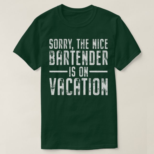 Bartendern i Nice står på en blandad pacation F T Shirt (Design framsida)