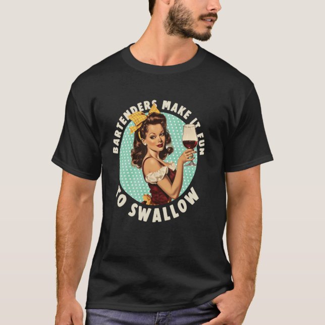 Bartenders gör det roligt att svälja t-shirt (Framsida)