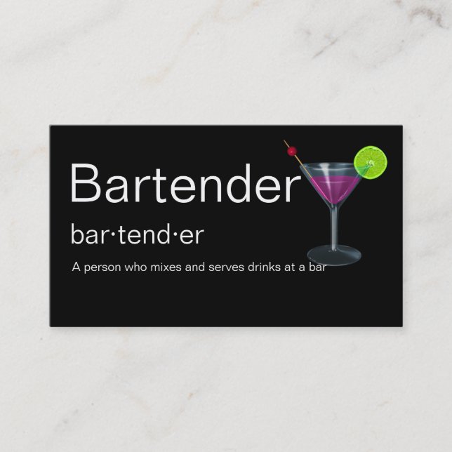 Bartendervisitkortar Visitkort (Framsida)