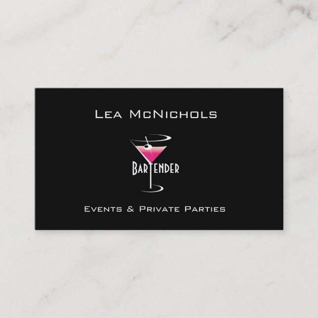 Bartendervisitkortmall Martini Visitkort (Framsida)