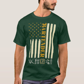 Bartending Bartender American Flagga T Shirt