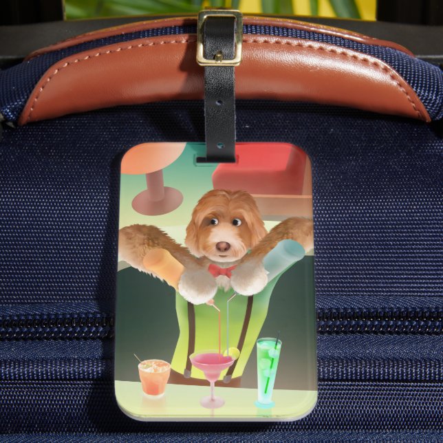 Bartending Hund i Retro Pub Bagagebricka (Framsida Insitu 2)