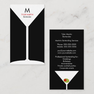 Bartending visitkort för Monogram - svart & vit