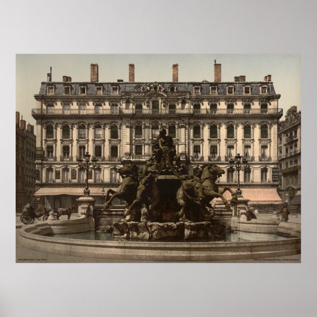 Bartholdi Fontän, Lyon, Frankrike Poster (Framsidan)