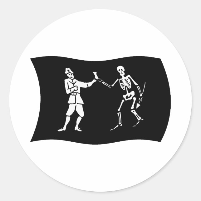 Bartholomew Roberts Flagga Sticker Runt Klistermärke (Framsida)