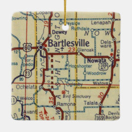 Bartlesville OK Vintage Karta Julgransprydnad Keramik
