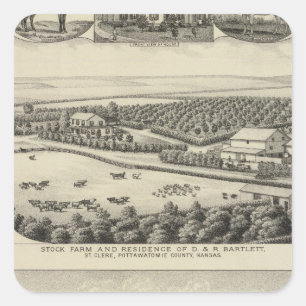 Bartlett och Roberts Residences and Farms, Kansas Fyrkantigt Klistermärke