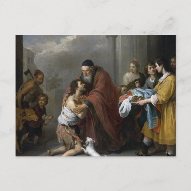 Bartolome Esteban Murillo- Return of the Prodigal Vykort (Framsida)