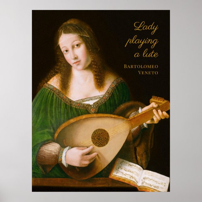 Bartolomeo Veneto Dam som spelar en lute CC1161 Poster (Framsidan)