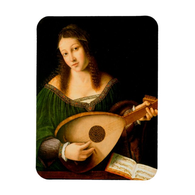 Bartolomeo Veneto Dam spelar Lute Porträtt Art Magnet (Vertikal)
