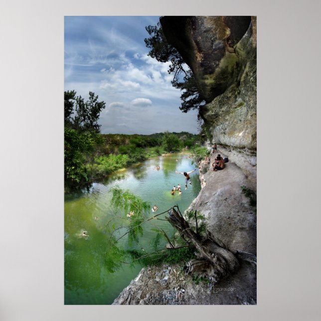 Barton Bäck Cliffs - Austin Texas Poster (Framsidan)