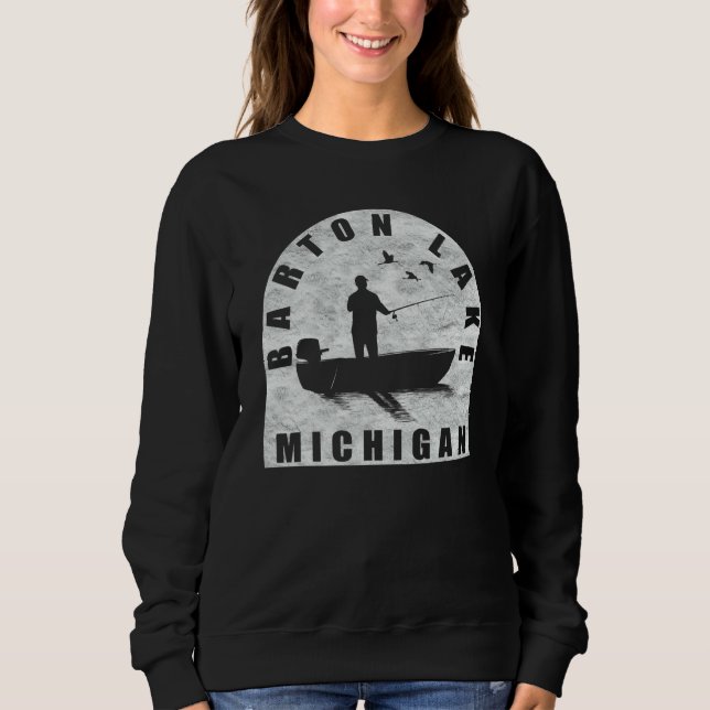 Barton Lake Fishing Michigan T Shirt (Framsida)