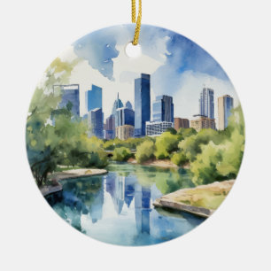 Barton Vår Austin Texas Watercolor Julgransprydnad Keramik