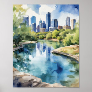 Barton Vår Austin Texas Watercolor Poster