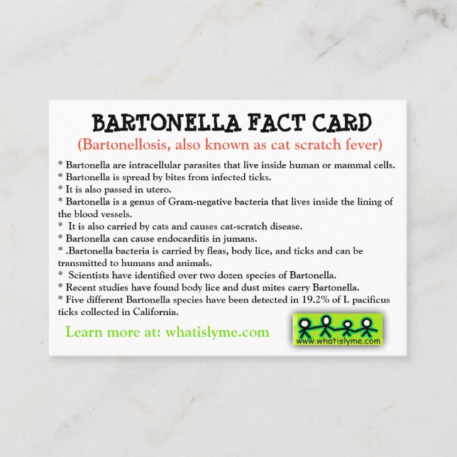 Bartonella faktakort visitkort (Framsida)
