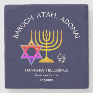 BARUCH ATAH ADONAI Hanukkah Blessings Stenunderlägg