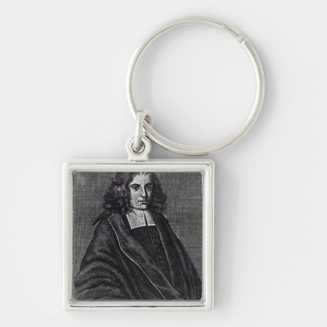 Baruch de Spinoza Fyrkantig Silverfärgad Nyckelring (Framsidan)