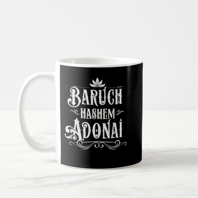 Baruch Hashem Adonai - Hebrew Christian Blating G Kaffemugg (Vänster)