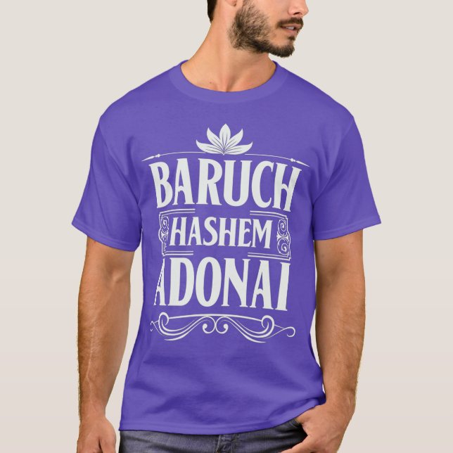 Baruch Hashem Adonai Hebrew Christian Blessing T Shirt (Framsida)