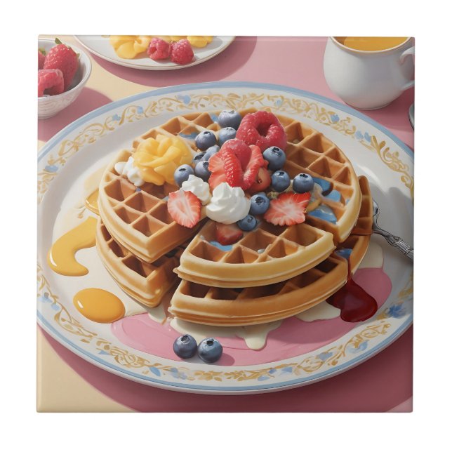 Bärvåfflor Frukost Tallrik Kakelplatta (Framsidan)