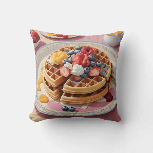 Bärvåfflor Frukost Tallrik Kudde (Framsida)