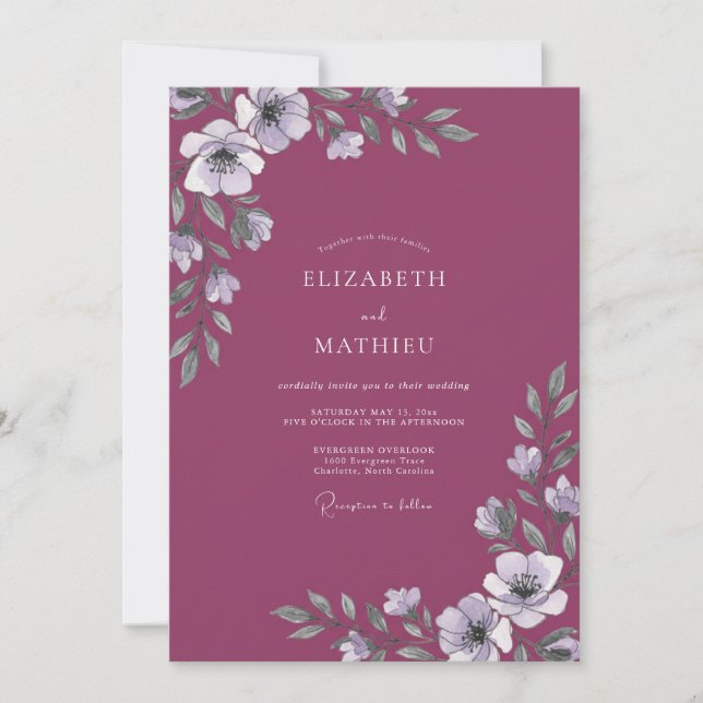 Bärvit Magnolia-Hochzeit Inbjudningar (Framsida)