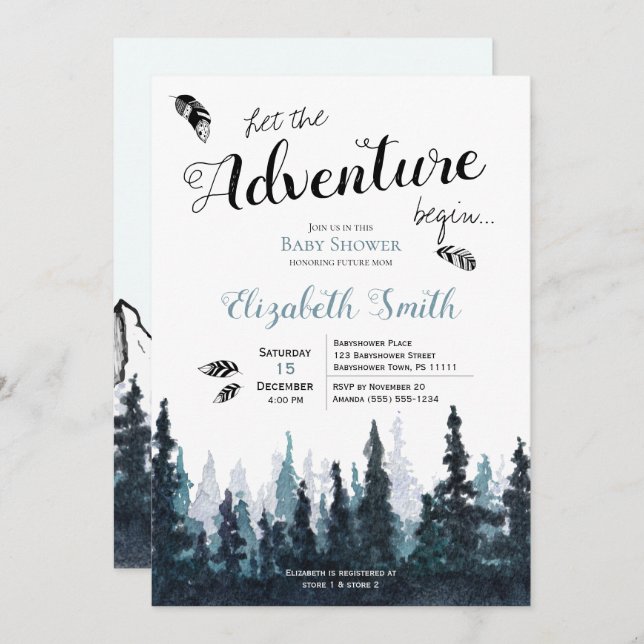 Barydusch i äventyr, pojke Rustic Inbjudningar (Fram/baksida)