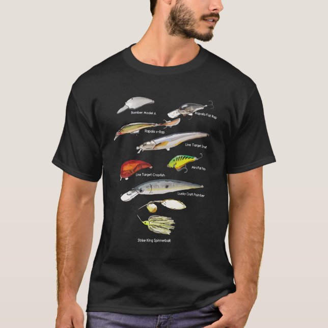 Bas Fish Lures Baits Fishing T Shirt (Framsida)