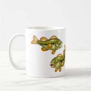 bas- fisk för tecknad kaffemugg