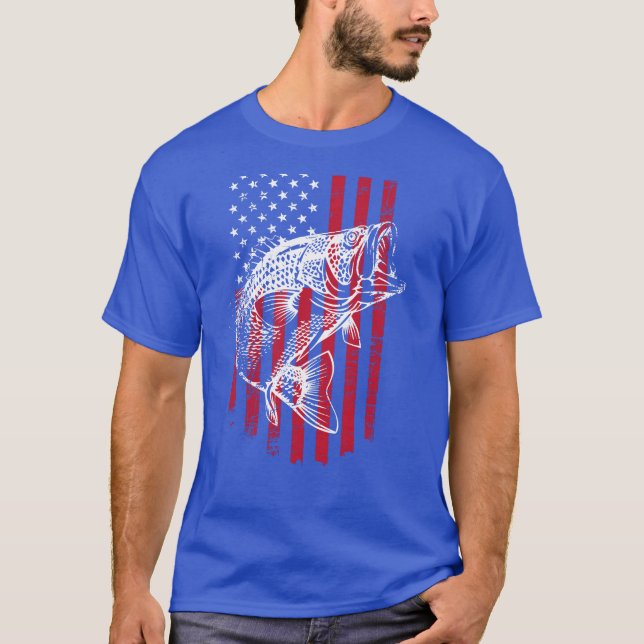 Bas- fiskeskjorta för amerikanska flaggan t shirt (Framsida)