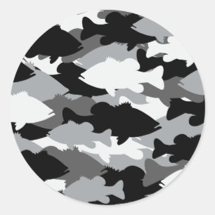 Bas- fiskesvart Camo Runt Klistermärke