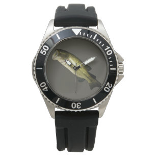 Bas- fiskmanar fäster svart gummi klockan armbandsur