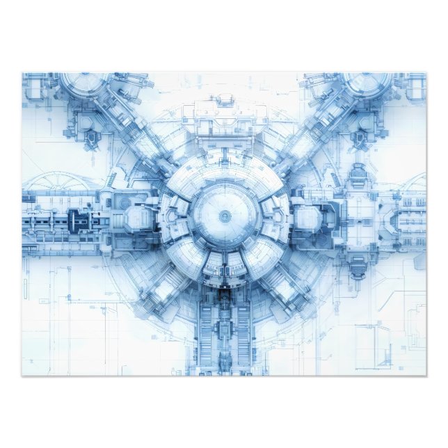 Bas för Blue Sci-Fi Space-rymden Fototryck (Framsidan)
