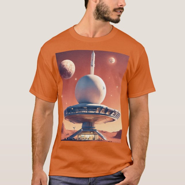 Bas för Måne i Retro-Futuristiska - tidslös 1950s T Shirt (Framsida)