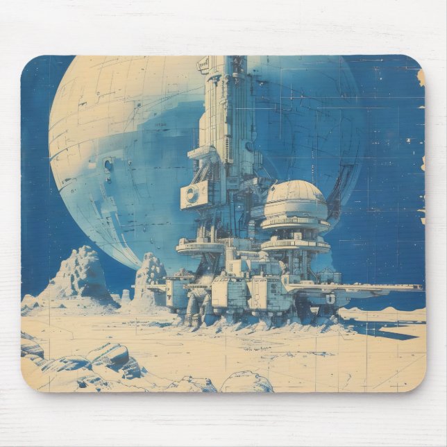Bas för Retro Sci-Fi Space Musmatta (Framsidan)