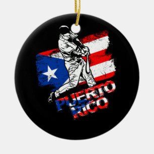 Bas i Puerto Rico Flagga Puerto Rican Baseball Pla Julgransprydnad Keramik