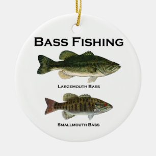 Bas- largemouth fiskelogotyp (- smallmouthen) julgransprydnad keramik