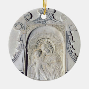 Bas-lättnad av en Madonna och ett barn (marmor) Julgransprydnad Keramik