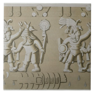 Bas lättnad av forntida Aztec krigare, från Stoen Kakelplatta