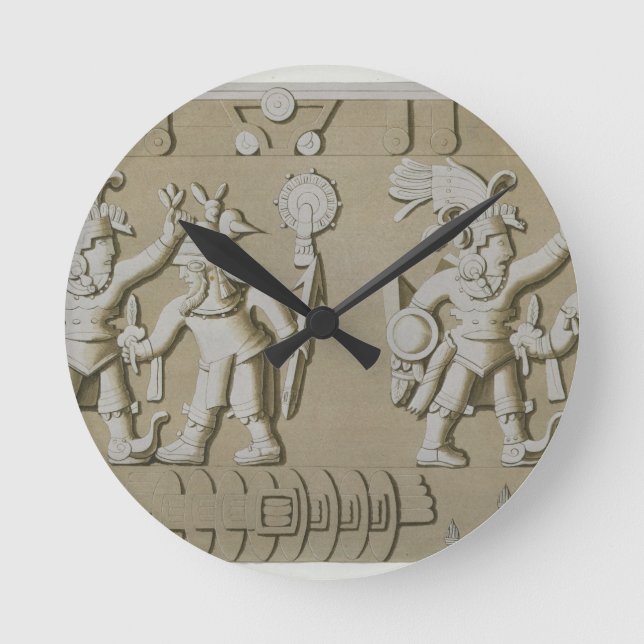 Bas lättnad av forntida Aztec krigare, från Stoen Rund Klocka (Framsida)