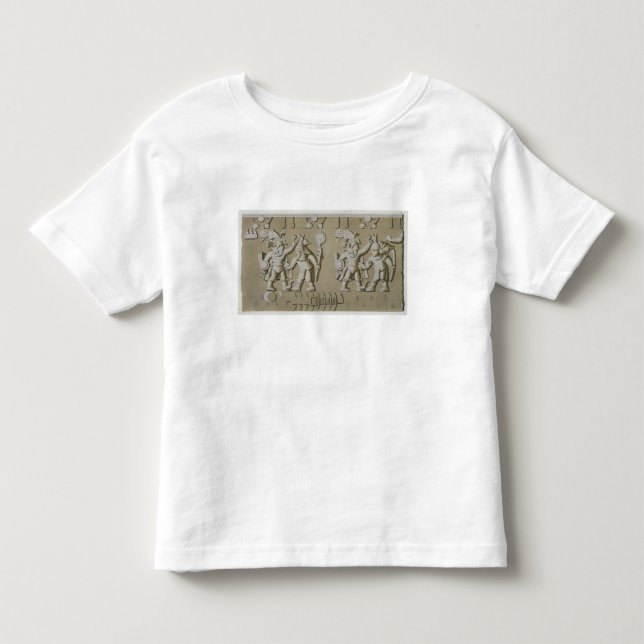 Bas lättnad av forntida Aztec krigare, från Stoen Tee Shirt (Framsida)