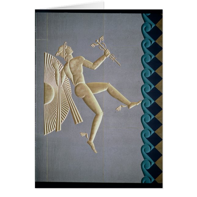 Bas-lättnad som visar mercuryen hälsningskort (Framsidan)