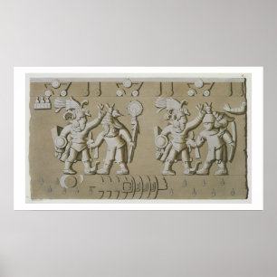 Bas Relief of Ancient Aztec Warriors från Sto Poster