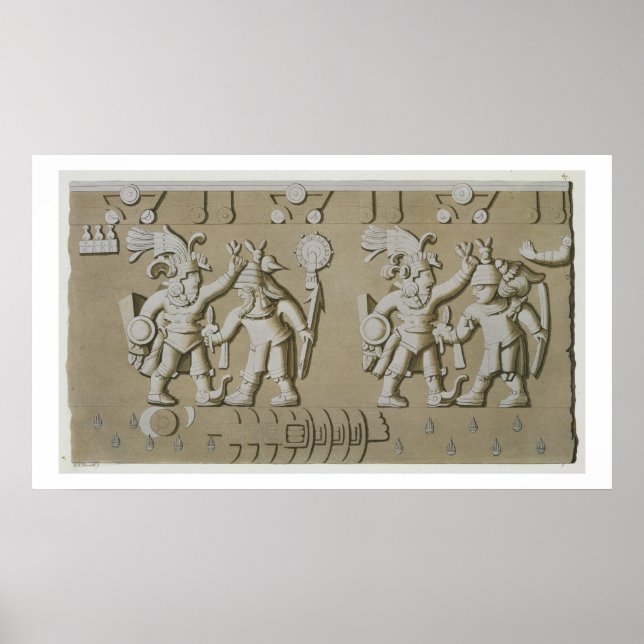 Bas Relief of Ancient Aztec Warriors från Sto Poster (Framsidan)