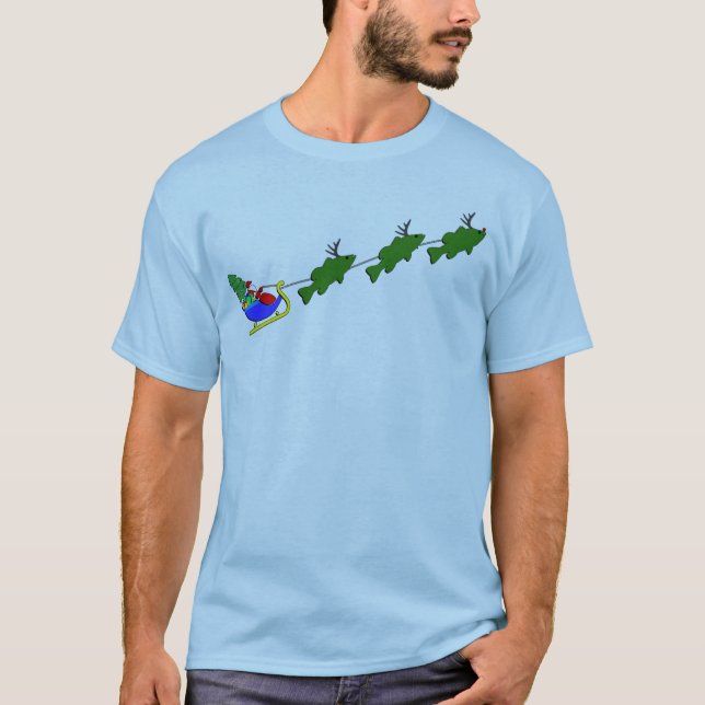 Bas- rolig fiskejulSleigh - Tee Shirt (Framsida)