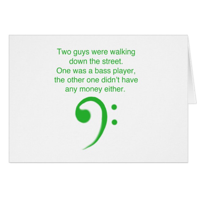 Bas- spelareskämt hälsningskort (Framsidan Horizontal)